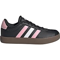 adidas Vl Court 3.0 Lace-Up Sneaker, Black/True Pink/White, 1 US Unisex Little Kid
