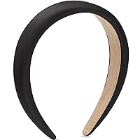 WantGor Padded Headband for Women, Wide Sponge HeadBands Plain Solid Hair Band Hoops Vintage Yoga Head Bands Fashion Elastic Hairband Accessories (Black)