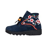 Women and Ladies The Peach Blossom Embroidery Short Ankle Boot Shoe