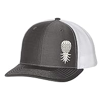 Trenz Shirt Company Men's Upside Down Pineapple Embroidered Mesh Back Trucker Hat Baseball Cap