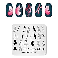 KADS Nail Stamp Plate Nail Decoration Stamping Template Nature Series Nail Design DIY Tool Dragonfly& Butterfly& Leaf(NA055)