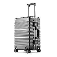  LUGGEX Hard Shell Carry On Luggage with Aluminum Frame - 100%  PC No Zipper Suitcase - 4 Metal Corner Hassle-Free Travel (White Suitcase)