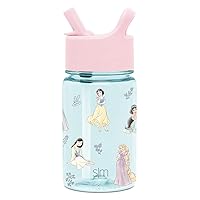 Simple Modern Disney Kids Water Bottle Plastic BPA-Free Tritan Cup with Leak Proof Straw Lid | Reusable and Durable for Toddlers, Girls | Summit Collection | 12oz, Princesses Royal Beauty