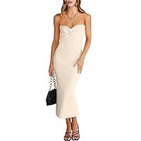 ANRABESS Womens Strapless Semi Formal Long Dress Sexy Summer Sleeveless Bodycon Cocktail Party Evening Date Sweater Dresses
