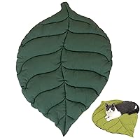 Leaf Cat Bed, Double Sides Leaf Cat Sleeping Beds, Soft PP Cotton Cat Mattress, Warm Pet Floor Mat for Fall Winter Dog Cat Supplies (Green, 19.7x26.8inch)