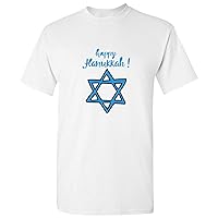 Israel Blue Flag Symbol Sign Happy Hanukkah Jewish White Men T Shirt Tee Top