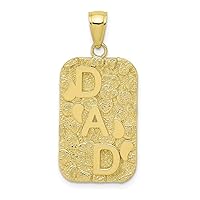 10k Gold Nugget Dad Animal Pet Dogtag Charm Pendant Necklace Measures 32x14mm Wide Jewelry for Women