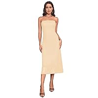 SOLY HUX Women's Strapless Midi Dress Tube Top Off Shoulder Sleeveless Fitted Cocktail Club Party Formal Long Dresses