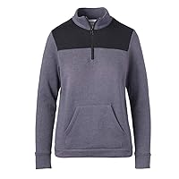 Soffe Womens Colorblock Mock Neck Pullover, BLACK, XS