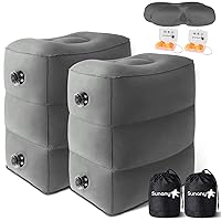 Sunany Inflatable Foot Rest Pillow for Airplane - Kids/Adults - Adjustable Height Cushions, to Sleep While Traveling,Suitable for Office,Home and Any Travel（Dark Grey,2 Pack）