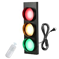 Kids Bedrooms Remote Control Wall Light with Switch and U.S. Plug, Traffic Light Adjustable Light Color LED Wall Lamp Office Bar Fun Room Decor Lights Retro Industrial Traffic Lamp 5W x 3