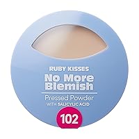Ruby Kisses No More Blemish Face Powder with Salicylic Acid Korean Makeup Matte Finish Full Coverage Pressed Powder (Fair Porcelain)