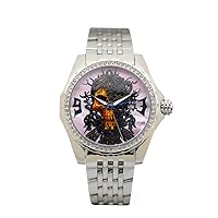 Gallucci Gents Skull Head Pattern Dial Automatic Wrist Watch with Date and Stainless Steel Band