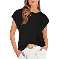 Cap Sleeve Tops for Women Summer Tank Top Basic Tee Shirts Casual Loose Fit 2024 Fashion Turtleneck Shirt Women