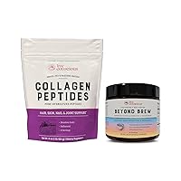 Collagen Peptides Powder & Beyond Brew | Hair, Skin, Nail, and Joint Support + Mushroom Superfood Coffee Alternative Caffeine Free