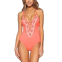 Becca by Rebecca Virtue Delilah Clare Plunge One-Piece Coral Crush MD