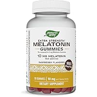 Nature's Way Melatonin Extra Strength Gummies, Supports Restful Sleep*, Raspberry Flavored, 10 mg per Serving, 90 Gummies