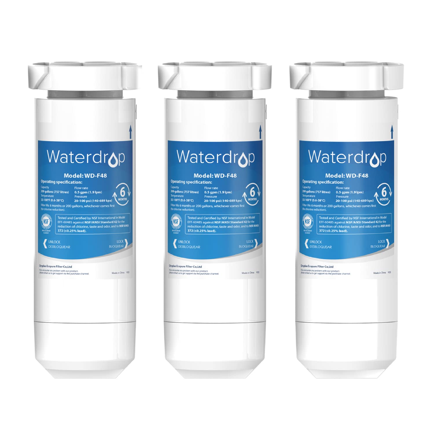 Waterdrop XWF water filter for GE® refrigerator, Replacement filter, 3 Filters