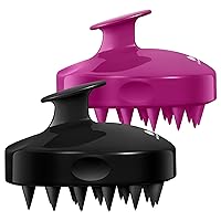 HEETA Hair Scalp Massager Shampoo Brush 2 Pack, Soft Silicone Bristles to Remove Dandruff, Waterproof Hair Scrubber for Both Wet Dry Hair, Suitable for Men & Women (Black & Purple)