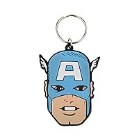 Forty7 Marvel Pyramid International Captain America Face Rubber Keychain, Multi-Colour, 4.5 x 6 cm