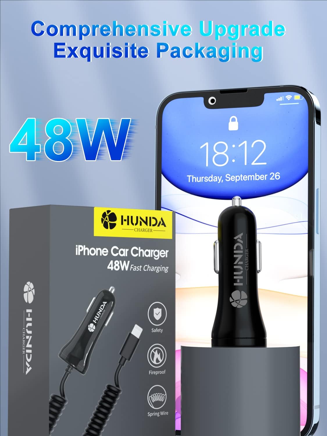 Car Charger,48W/4.8A USB Car Charger Adapter Compatible with iPhone 14/Plus/Pro Max/13 Pro Max/Pro/Mini/12/11/X/SE/8/7/6s/6Plus/5s/5c, iPad Pro/Air/Mini and Universal USB Port for Android Phones