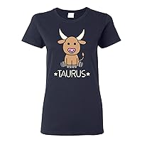 UGP Campus Apparel Cartoon Astrology Taurus - The Bull Birthday Horoscope Womens T Shirt