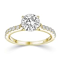 Women's Gold Engagement Ring with Stone (15 Cubic Zirconia Stones) with Case Engraving 