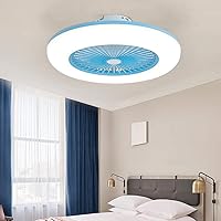 Fanps, Modern Led Ceiling Fans Lights with Remote Control 3 Speed 80W Q-Uiet Dimmable Bedroom Fan with Ceiling Light Living Room with Fan Ceiling Light/Blue/55Cm*20Cm