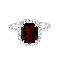 1.00 Ctw Classic Radiant Cut Garnet 925 Sterling silver Simulated Diamonds Solitaire Ring