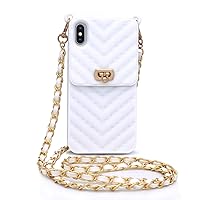 Fusicase for iPhone Xs Max Wallet Case with Neck Strap Crossbody Chain Credit Card Holder Slot with Handbag Wrist Strap Protective Cover for Girls Women Silicone Shockproof Case for iPhone Xs Max