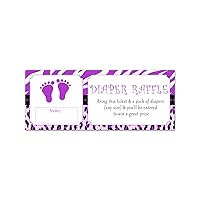 50 Diaper Raffle Tickets Baby Girl Shower Purple Zebra Cheetah