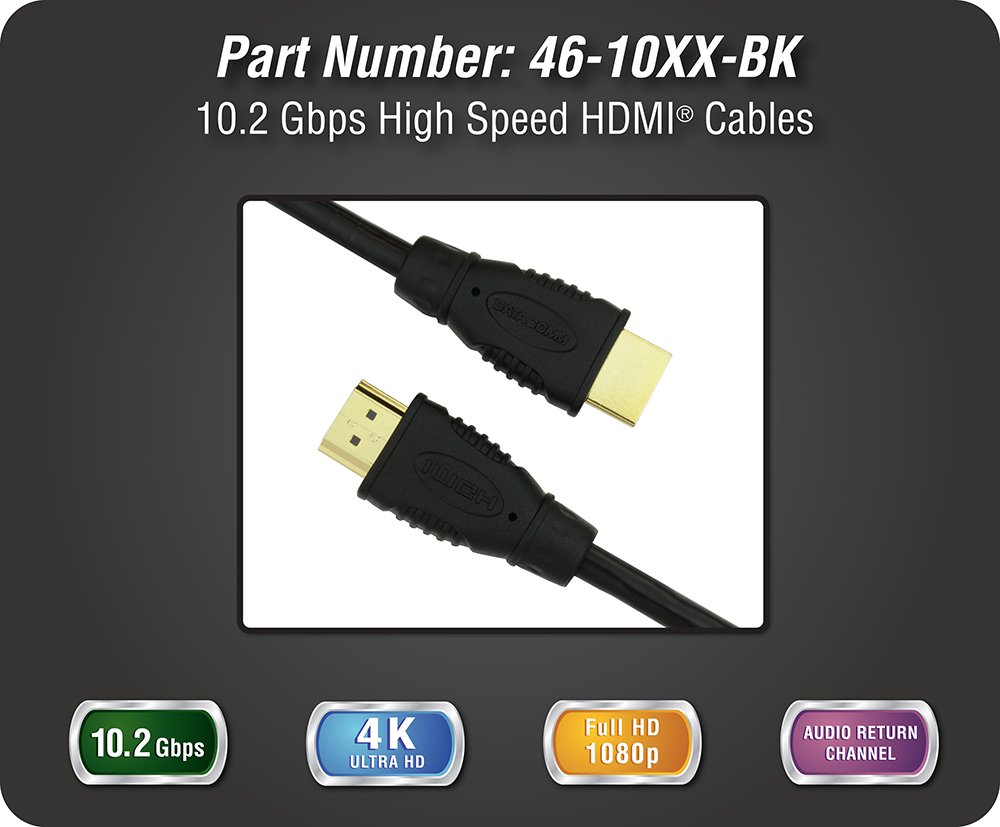 DATA COMM Electronics 46-1006-BK 6-feet 10.2 Gbps High Speed HDMI Cable, 4K, Ultra HD Ready