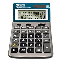 Monroe Handheld 12-Digit Paperless Calculator with Check and Correct Functionality