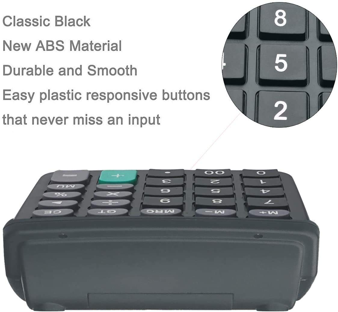 Calculators, BESTWYA 12-Digit Dual Power Handheld Desktop Calculator with Large LCD Display Big Sensitive Button (Black, Pack of 1)