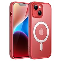 JETech Magnetic Case for iPhone 14 6.1-Inch Compatible with MagSafe, Translucent Matte Back Slim Shockproof Phone Cover (Red)