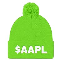 Apple Stock $AAPL Beanie (Embroidered Pom Pom Knit Cap) Investing Stock Market Bullish Long AAPL
