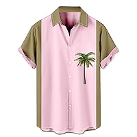 Hawaiian Shirt for Men 2024 Funny Tops Men's Casual Button-Down Shirts Coconut Tree Printed Short Sleeve Dress Shirts