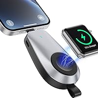 Mini Portable Wireless Charger for Apple Watch,1600mAh Keychain Travel Emergency Power Bank for iPhone,Compact Magnetic iWatch Charger,for iWatch 9/8/UItra/7/6/SE/5/4/3&iPhone 5-13/14 Series (Black)