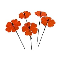 Glowing Double Blossoms Ornaments Set of 5 Garden Stakes 25cm/9.8 inches high Indoor Outdoor Yard Gardeners Gift, Colour:Fluorescent Orange