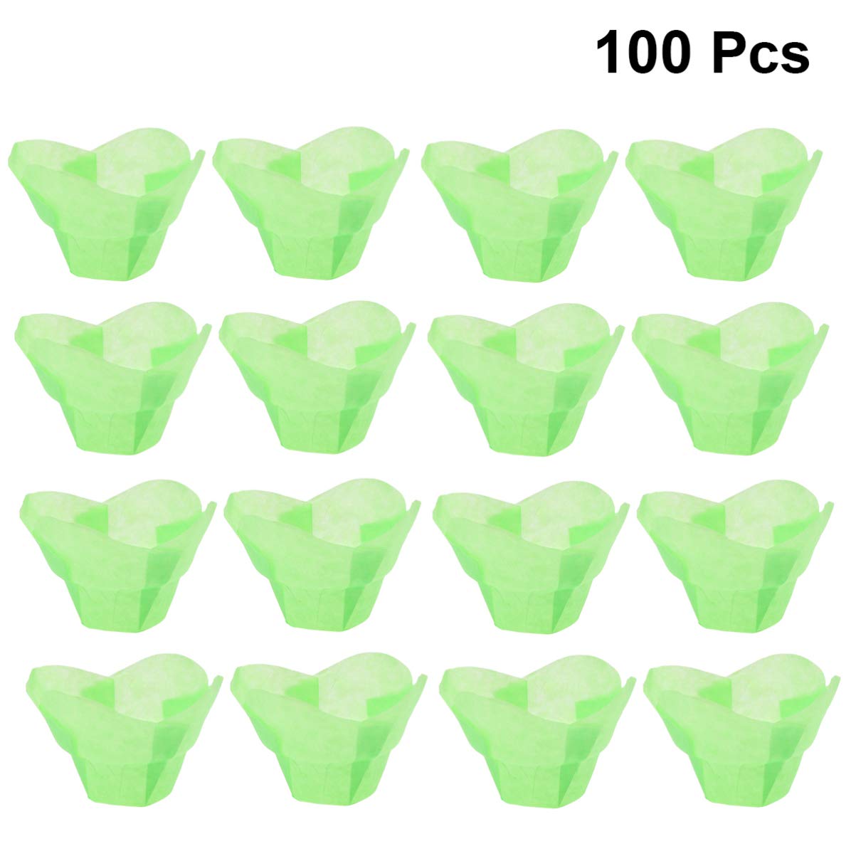 Luxshiny Muffin Liners 100pcs Truffle Wrappers Paper Chocolate Candy Cups Flower Shaped Truffle Cups Baking Liners for Parties Cupcakes Muffins Mini Snacks Green Cupcake Liners