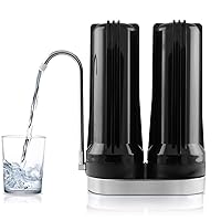 APEX EXPRT MR-2050 Dual Countertop Water Filter, Carbon and Mineral pH Alkaline Water Filter, Easy Install Faucet Water Filter - Reduces Heavy Metals, Bad Taste and Up to 99% of Chlorine - Black