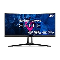 ViewSonic Elite XG340C-2K 34 Inch 1440p Ultra-Wide QHD Curved Gaming Monitor with 1ms, 180Hz, AMD FreeSync Premium Pro, HDR 400, HDMI 2.1, DisplayPort, and USB C for Esports,Black