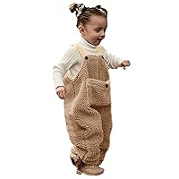 9 Month Jumpsuit Kids Overalls Warm Suspender Baby Trousers Boy Fleece Girls Pants Pant Jumpsuit for (Brown, 3-4 Years)