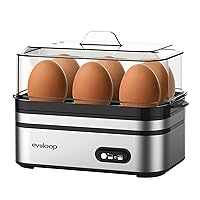 Rapid Egg Cooker Electric 6 Eggs Capacity, Soft, Medium, Hard Boiled, Poacher, Omelet Maker Egg Poacher With Auto Shut-Off, BPA Free