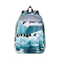Penguins On The Iceberg Print Laptop Backpack For Women Travel Canvas Bookbag For Men Outdoor Fashion Casual Daypack