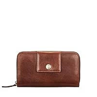 Maxwell Scott | Personalized Womens Luxury Leather Large Zip Wallet | The Giorgia | Classic Card Coin Holder Handbag Purse | Tan Brown