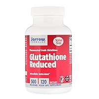 Jarrow Formulas Glutathione Reduced 500 mg - Pharmaceutical Grade Glutathione - Intracellular Antioxidant - Dietary Supplement - Bolsters Regeneration of Vitamin C & E 120 Servings(PACKAGING MAY VARY)