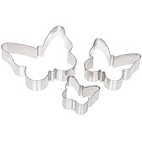 Ateco Plain Edge Butterfly Cutter Set in Assorted Sizes, Stainless Steel, 3 Pc Set