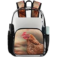 Rooster Cock Animal（04） Clear Backpack Heavy Duty Transparent Bookbag for Women Men See Through PVC Backpack for Security, Work, Sports, Stadium