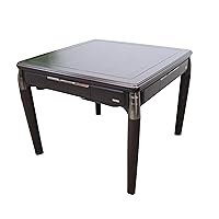 USA MJ Table Thin Black Walnut Style 清韵 4-Legged Automatic Mahjong Table with 36mm Tiles Hard Tabletop Cover Chinese/Filipino/American Mah Jongg Tiles